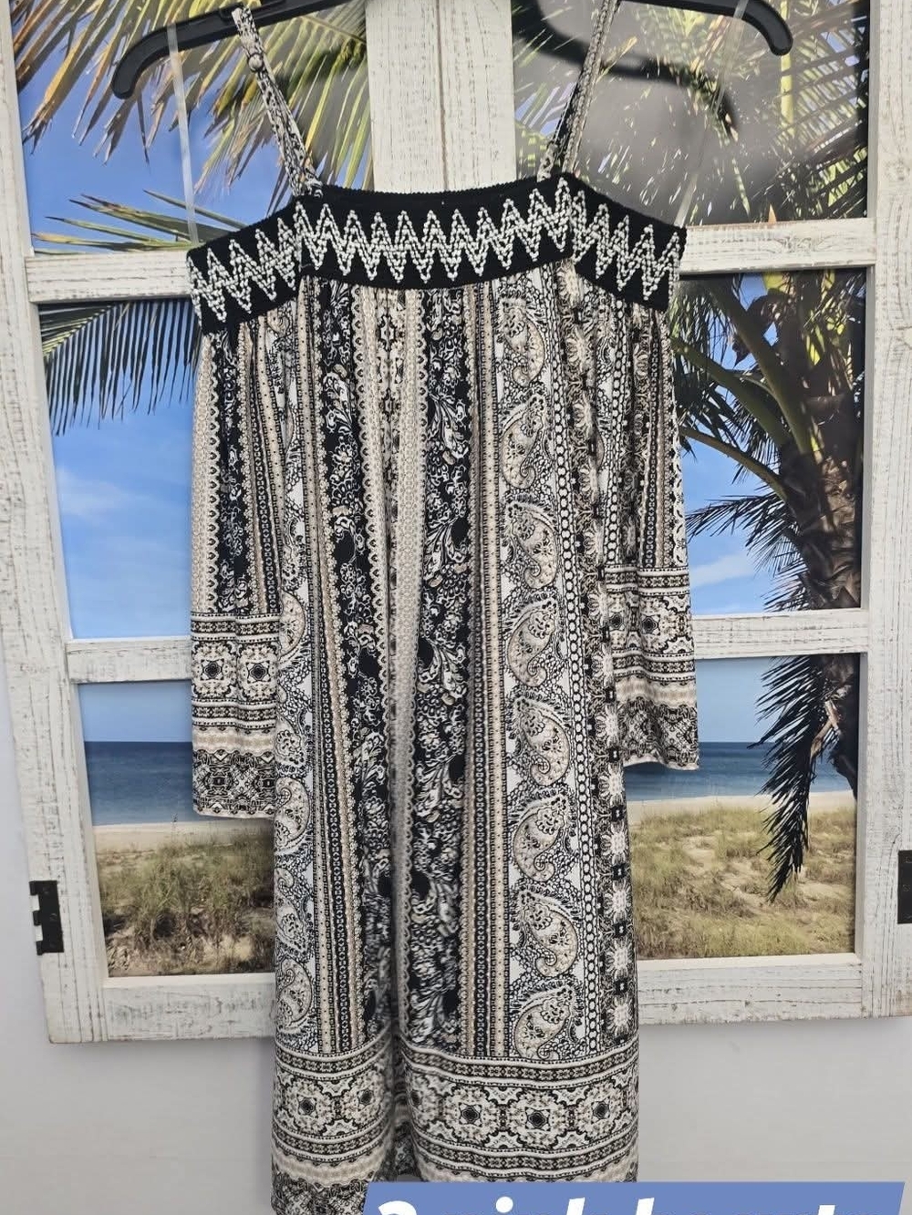 Three Hearts Black and Tan Patterned Lined Dress Sz Xs